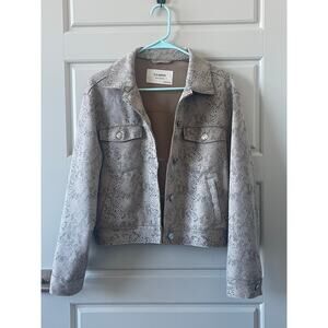 Pull And Bear Snake Print Cropped Biker Jacket